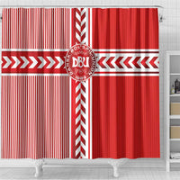 Denmark National Football Shower Curtain The Red and Whites Sporty Style - Wonder Print Shop
