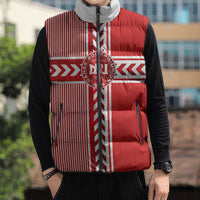 Custom Denmark National Football Sleeveless Puffer Jacket The Red and Whites Sporty Style - Wonder Print Shop