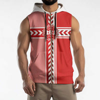 Custom Denmark National Football Sleeveless Zip Hoodie The Red and Whites Sporty Style - Wonder Print Shop