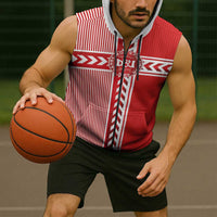 Custom Denmark National Football Sleeveless Zip Hoodie The Red and Whites Sporty Style - Wonder Print Shop
