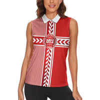 Custom Denmark National Football Women Sleeveless Polo Shirt The Red and Whites Sporty Style - Wonder Print Shop