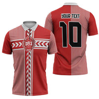 Custom Denmark National Football Zipper Polo Shirt The Red and Whites Sporty Style - Wonder Print Shop