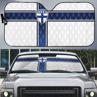 Finland National Football Auto Sun Shade Pine Trees with Diamond Shapes - Wonder Print Shop