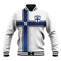Custom Finland National Football Baseball Jacket Pine Trees with Diamond Shapes - Wonder Print Shop