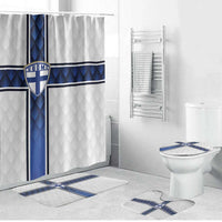 Finland National Football Bathroom Set Pine Trees with Diamond Shapes - Wonder Print Shop