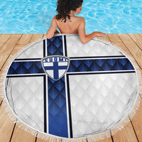 Finland National Football Beach Blanket Pine Trees with Diamond Shapes - Wonder Print Shop