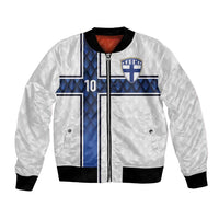 Custom Finland National Football Bomber Jacket Pine Trees with Diamond Shapes - Wonder Print Shop