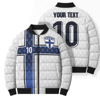 Custom Finland National Football Bomber Puffer Jacket Pine Trees with Diamond Shapes - Wonder Print Shop