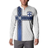 Custom Finland National Football Button Sweatshirt Pine Trees with Diamond Shapes - Wonder Print Shop