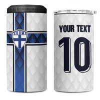 Custom Finland National Football 4 in 1 Can Cooler Tumbler Pine Trees with Diamond Shapes - Wonder Print Shop