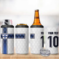 Custom Finland National Football 4 in 1 Can Cooler Tumbler Pine Trees with Diamond Shapes - Wonder Print Shop