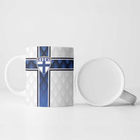 Custom Finland National Football Ceramic Mug Pine Trees with Diamond Shapes - Wonder Print Shop