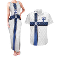 Custom Finland National Football Couples Matching Tank Maxi Dress and Hawaiian Shirt Pine Trees with Diamond Shapes - Wonder Print Shop