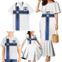 Custom Finland National Football Family Matching Mermaid Dress and Hawaiian Shirt Pine Trees with Diamond Shapes - Wonder Print Shop