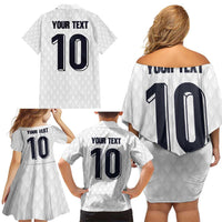 Custom Finland National Football Family Matching Off Shoulder Short Dress and Hawaiian Shirt Pine Trees with Diamond Shapes - Wonder Print Shop