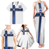 Custom Finland National Football Family Matching Tank Maxi Dress and Hawaiian Shirt Pine Trees with Diamond Shapes - Wonder Print Shop