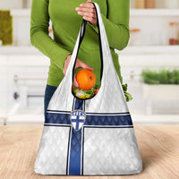 Finland National Football Grocery Bag Pine Trees with Diamond Shapes - Wonder Print Shop