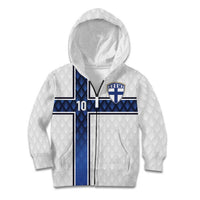 Custom Finland National Football Kid Hoodie Pine Trees with Diamond Shapes - Wonder Print Shop