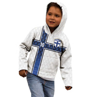 Custom Finland National Football Kid Hoodie Pine Trees with Diamond Shapes - Wonder Print Shop