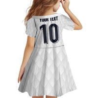 Custom Finland National Football Kid Short Sleeve Dress Pine Trees with Diamond Shapes - Wonder Print Shop