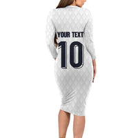 Custom Finland National Football Long Sleeve Bodycon Dress Pine Trees with Diamond Shapes - Wonder Print Shop
