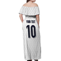 Custom Finland National Football Off Shoulder Maxi Dress Pine Trees with Diamond Shapes - Wonder Print Shop