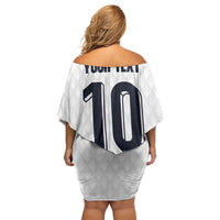 Custom Finland National Football Off Shoulder Short Dress Pine Trees with Diamond Shapes - Wonder Print Shop