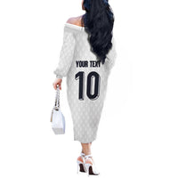 Custom Finland National Football Off The Shoulder Long Sleeve Dress Pine Trees with Diamond Shapes - Wonder Print Shop