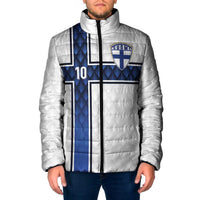 Custom Finland National Football Padded Jacket Pine Trees with Diamond Shapes - Wonder Print Shop