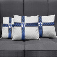 Finland National Football Pillow Cover Pine Trees with Diamond Shapes - Wonder Print Shop