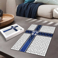 Finland National Football Puzzle Pine Trees with Diamond Shapes - Wonder Print Shop