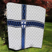 Finland National Football Quilt Pine Trees with Diamond Shapes - Wonder Print Shop