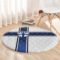 Finland National Football Round Carpet Pine Trees with Diamond Shapes - Wonder Print Shop