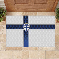Finland National Football Rubber Doormat Pine Trees with Diamond Shapes - Wonder Print Shop