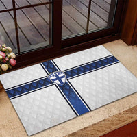 Finland National Football Rubber Doormat Pine Trees with Diamond Shapes - Wonder Print Shop