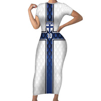 Custom Finland National Football Short Sleeve Bodycon Dress Pine Trees with Diamond Shapes - Wonder Print Shop