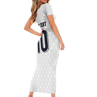 Custom Finland National Football Short Sleeve Bodycon Dress Pine Trees with Diamond Shapes - Wonder Print Shop