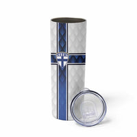 Custom Finland National Football Skinny Tumbler Pine Trees with Diamond Shapes - Wonder Print Shop