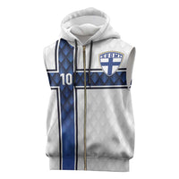 Custom Finland National Football Sleeveless Zip Hoodie Pine Trees with Diamond Shapes - Wonder Print Shop