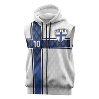 Custom Finland National Football Sleeveless Zip Hoodie Pine Trees with Diamond Shapes - Wonder Print Shop