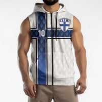 Custom Finland National Football Sleeveless Zip Hoodie Pine Trees with Diamond Shapes - Wonder Print Shop