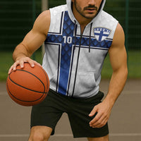 Custom Finland National Football Sleeveless Zip Hoodie Pine Trees with Diamond Shapes - Wonder Print Shop