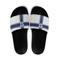 Finland National Football Slide Sandals Pine Trees with Diamond Shapes - Wonder Print Shop