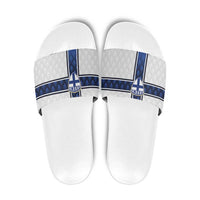 Finland National Football Slide Sandals Pine Trees with Diamond Shapes - Wonder Print Shop
