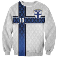 Custom Finland National Football Sweatshirt Pine Trees with Diamond Shapes - Wonder Print Shop