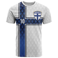 Custom Finland National Football T Shirt Pine Trees with Diamond Shapes - Wonder Print Shop