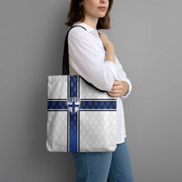 Finland National Football Tote Bag Pine Trees with Diamond Shapes - Wonder Print Shop