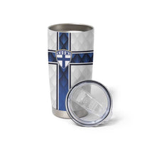 Custom Finland National Football Tumbler Cup Pine Trees with Diamond Shapes - Wonder Print Shop
