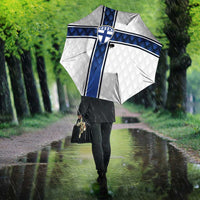 Finland National Football Umbrella Pine Trees with Diamond Shapes - Wonder Print Shop
