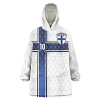 Custom Finland National Football Wearable Blanket Hoodie Pine Trees with Diamond Shapes - Wonder Print Shop